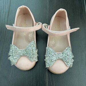 Itty Bitty Toes Pink Sparkle Bow Dress Shoes